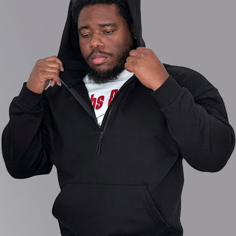Drop Shoulder Oversized Scuba Half Zip Hoodie