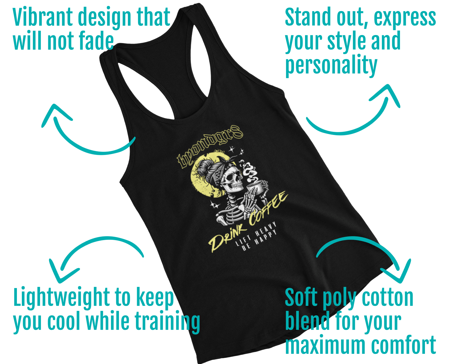 graphic racerback tank tops for women