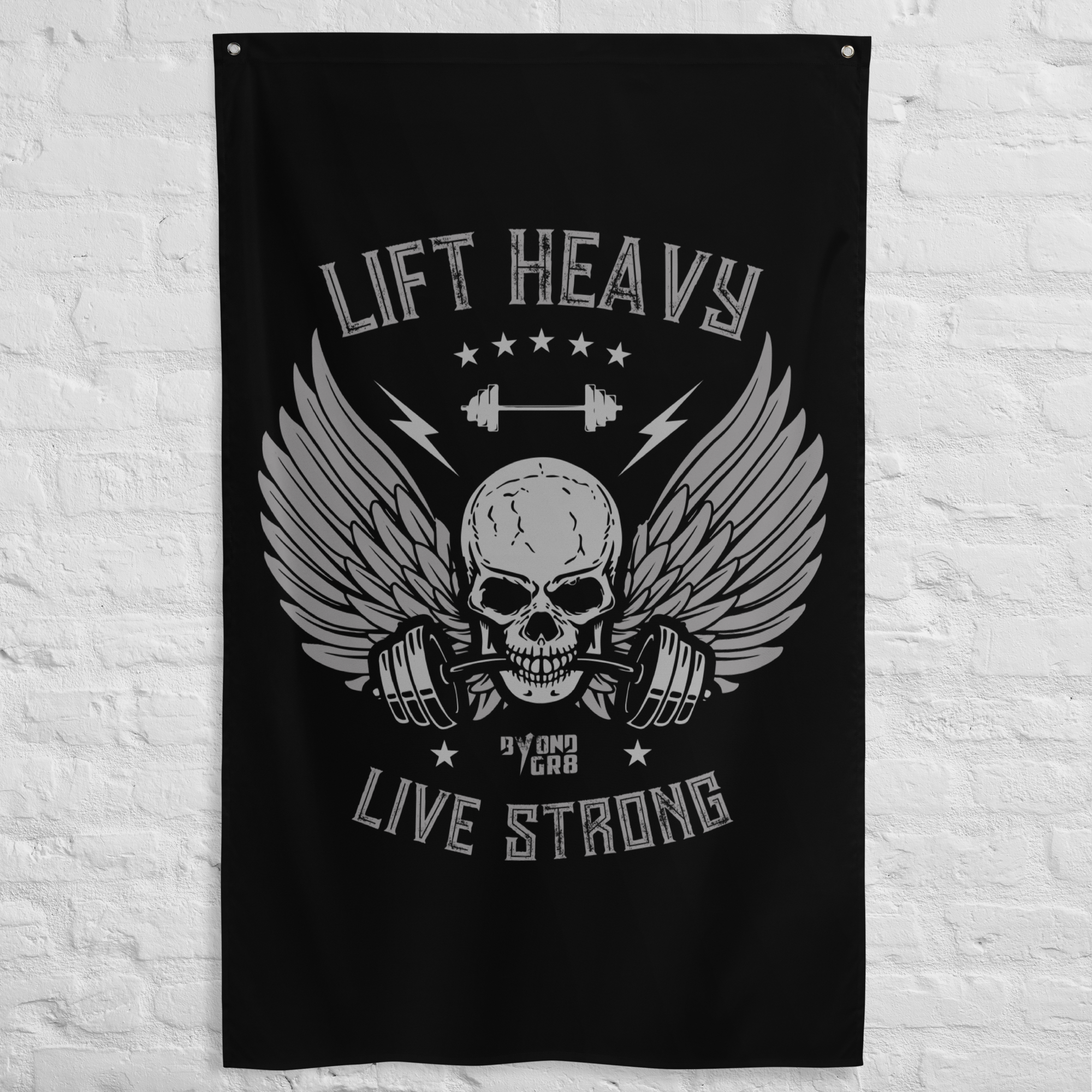 lift heavy live strong gym banner